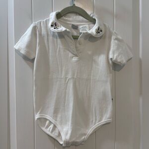 Mc Kids Vintage White Embroidered Floral Onesie Short Sleeve Size 24M